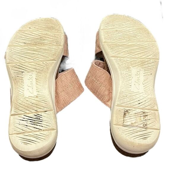 Clarks Pink Double Strap Slide Sandals, Size 7.5 W - Picture 9 of 10